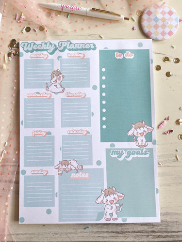 8x10.5 Cows Weekly Planner Notepad