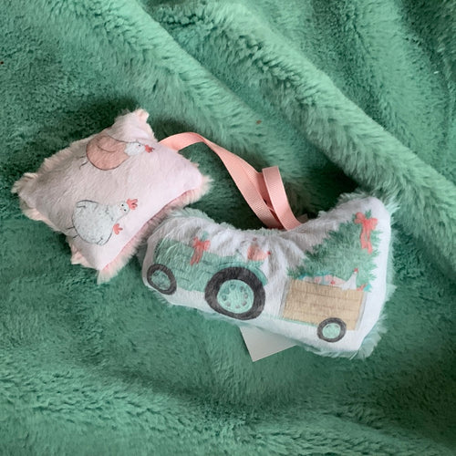 Tractor and chickens paci clips