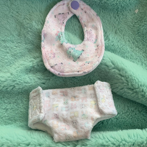10 inch/Mia easter diaper bib set