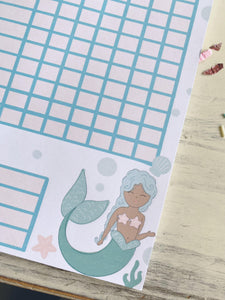 8.5x11 Mermaid Reward Chart Notepad