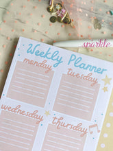 Load image into Gallery viewer, 8x10.5 Retro Headphone Cow Weekly Planner Notepad