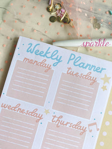 8x10.5 Retro Headphone Cow Weekly Planner Notepad