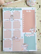 Load image into Gallery viewer, 8x10.5 Pink &amp; Blue Cows Weekly Planner Notepad