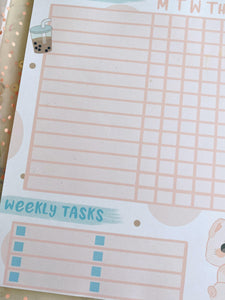 8.5x11 Reward Chart Planner Boba Cat Notepad
