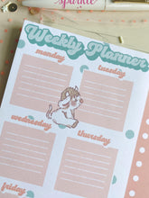 Load image into Gallery viewer, 8x10.5 Pink &amp; Blue Cows Weekly Planner Notepad