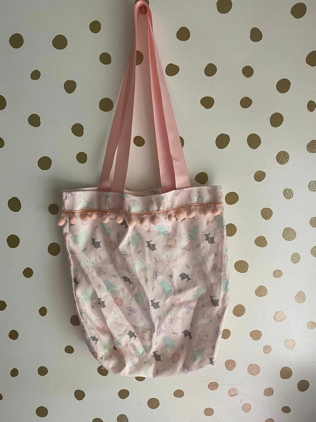 Trick or Treat Bag Pink w pink pom pom