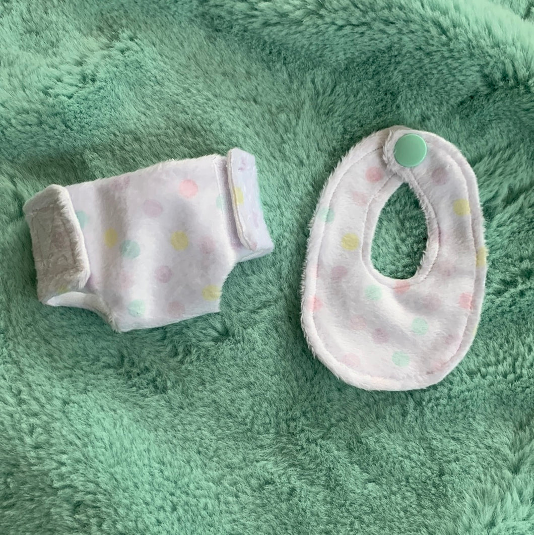 8 inch polka dot diaper bib set