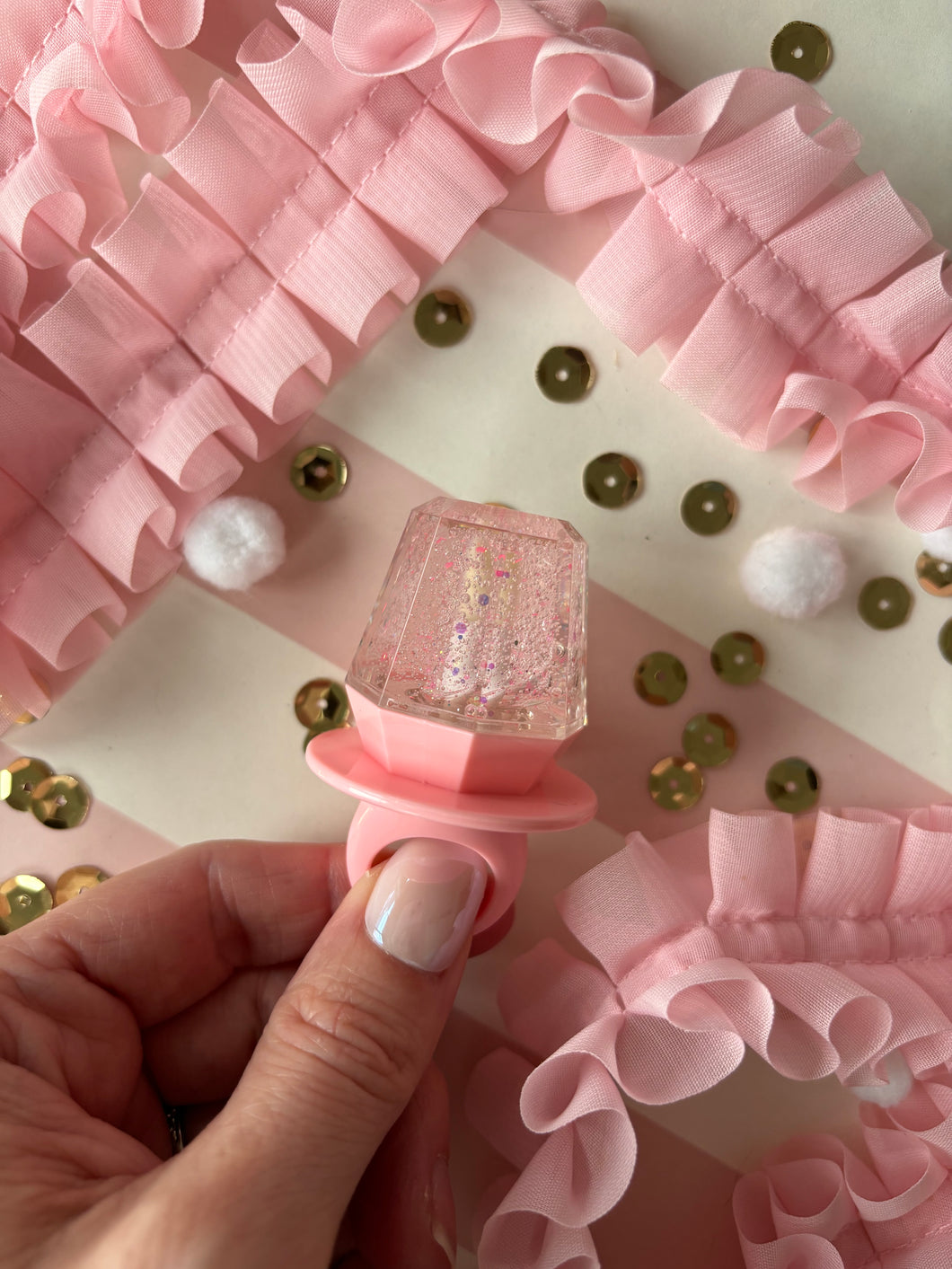 Neon Pop Pink Sparkle Ring Pop Lipgloss