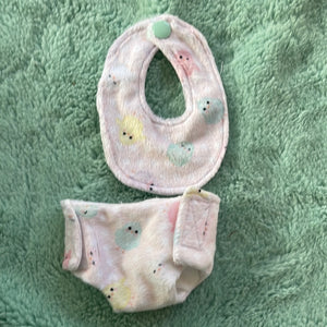 10 inch easter chick pink diaper bib set