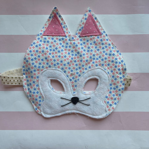 Kids White Floral Fox Mask