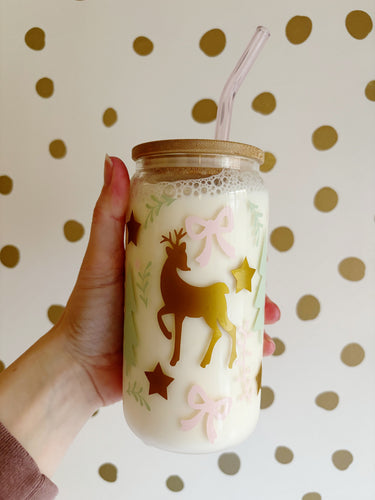 Gold Reindeer glass