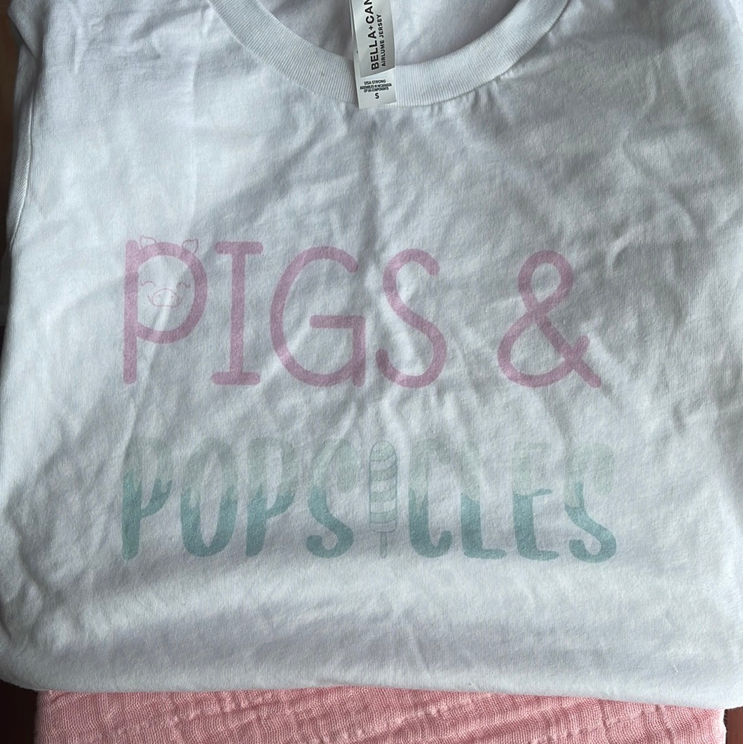 Adult small Pigs and Popsicles tshirt