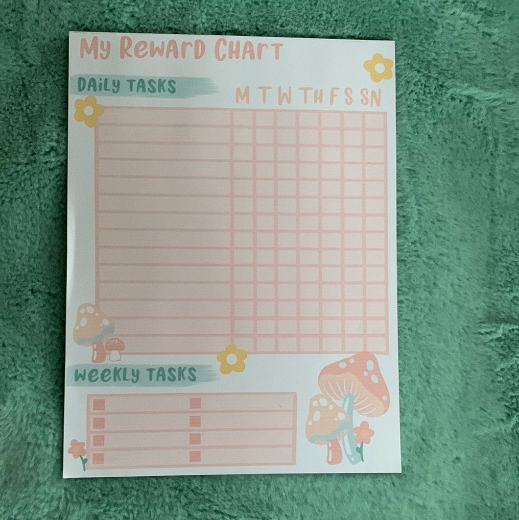 Mushroom reward chart notebook