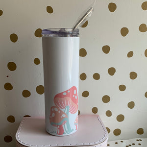 Mushroom sample tumbler with straw