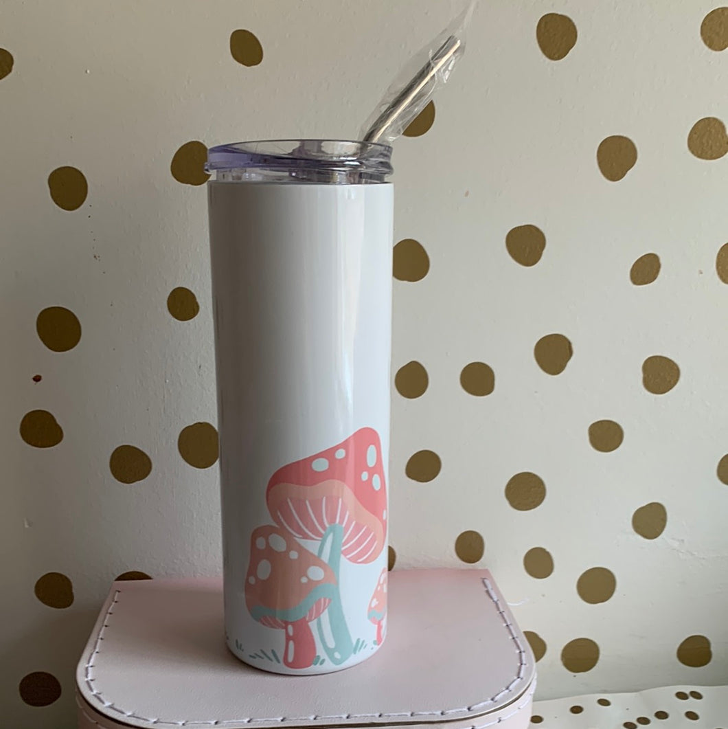 Mushroom sample tumbler with straw