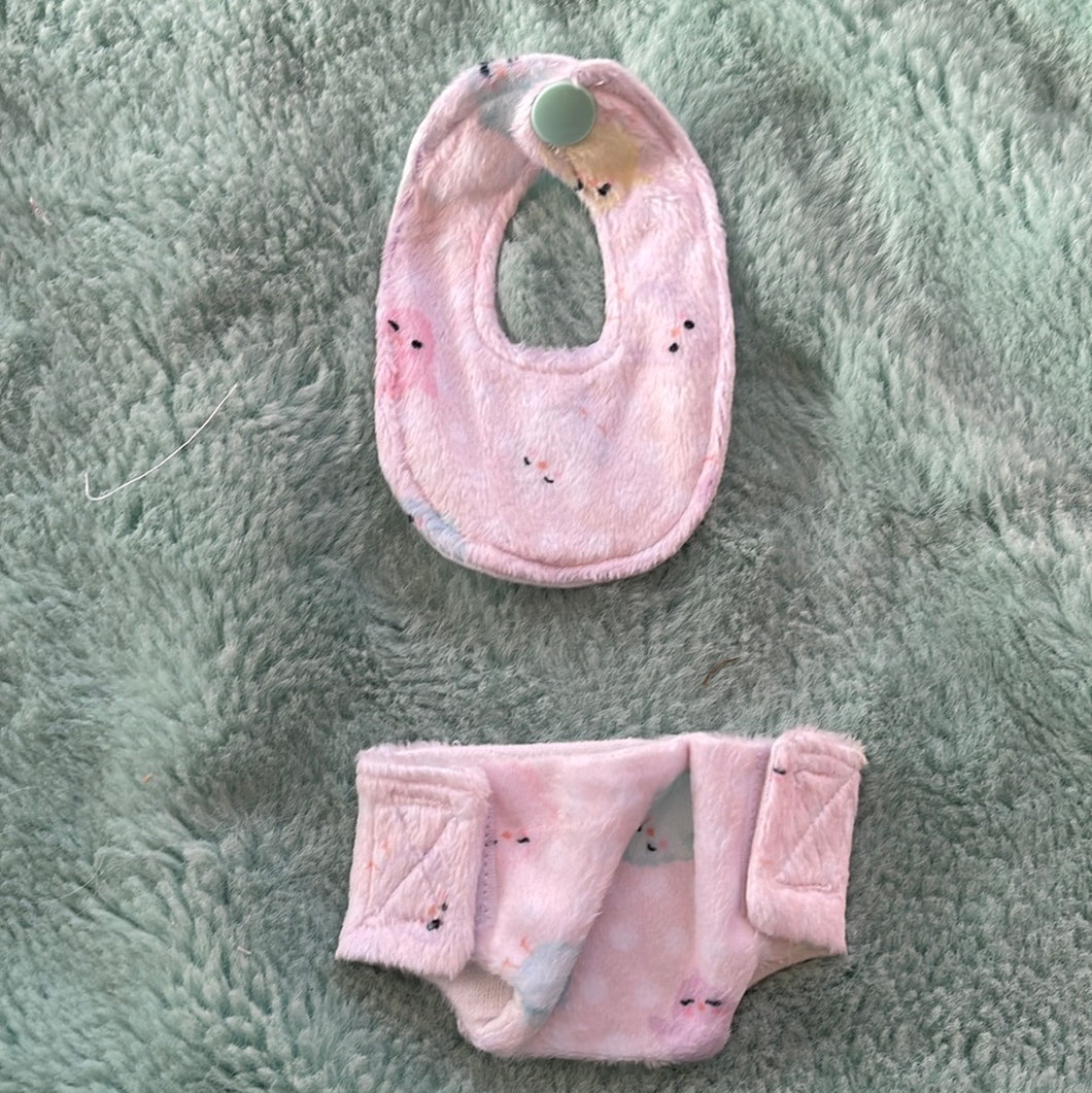 8 inch easter chick pink diaper bib set
