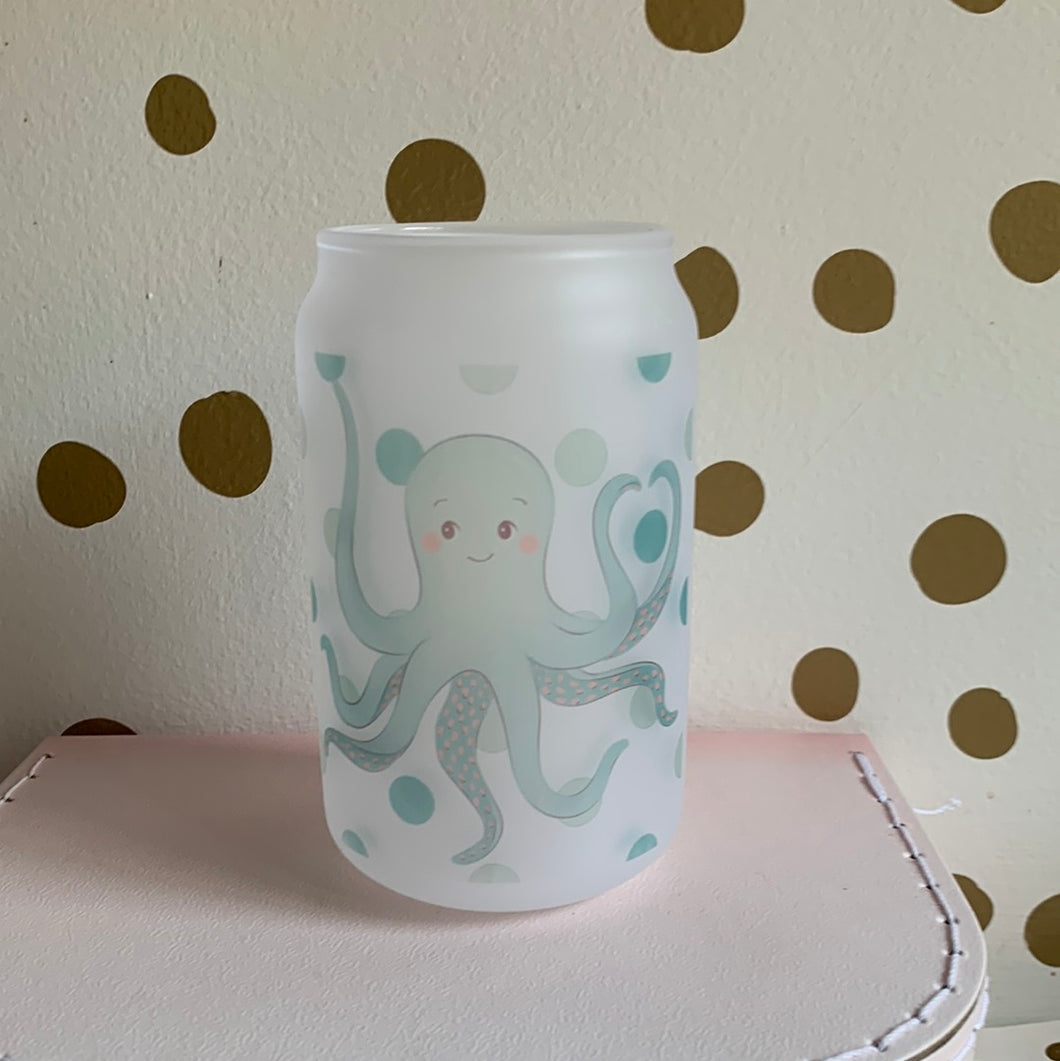 Blue octopus sample glass