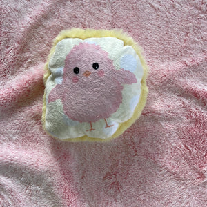 Pink and yellow chick pillow