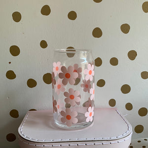 Pink/orange flower sample glass