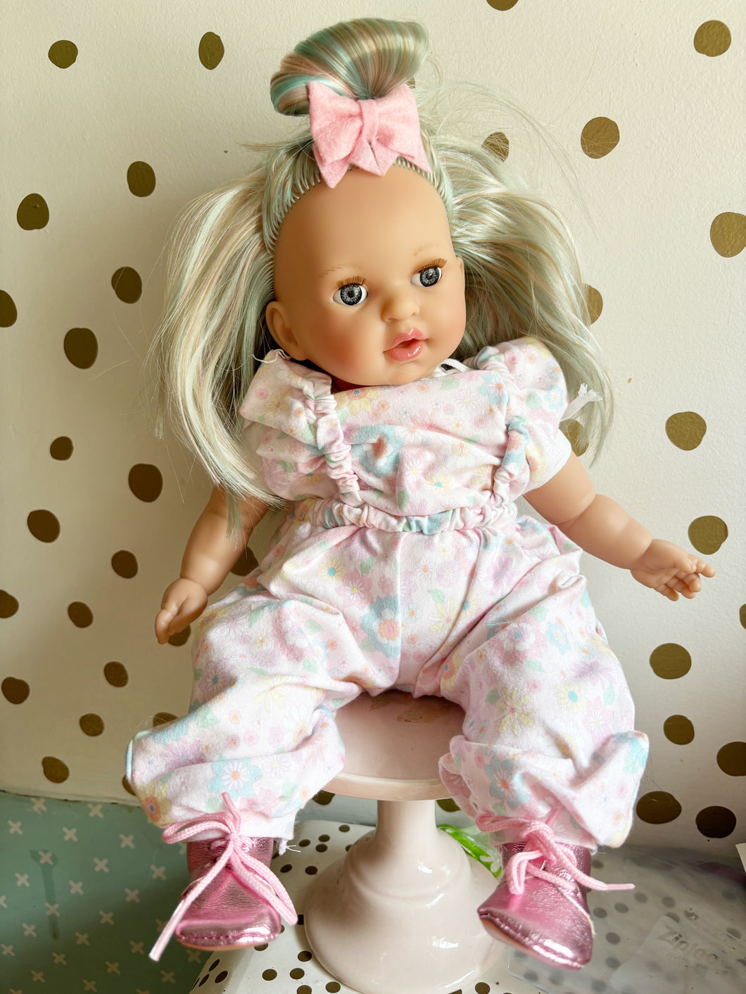 16 inch Floral Ruffle Sleeve Romper