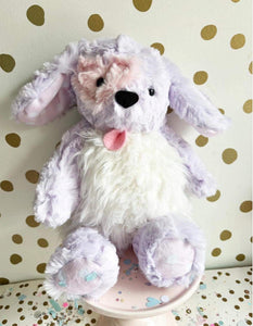 Lavender and cream large puppy plushie