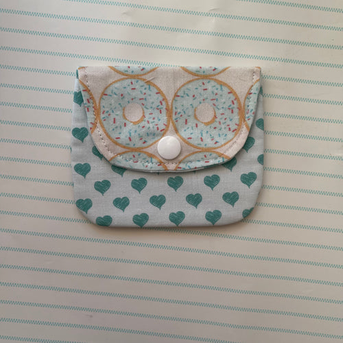 Donut and aqua heart coin purse