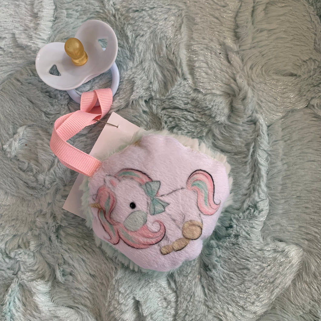 Christmas unicorn doll pacifier clip