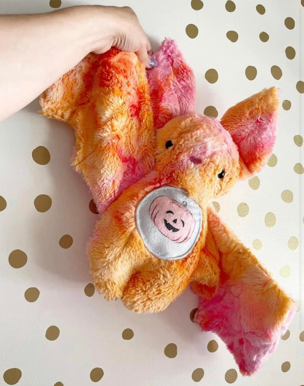 Large Orange/pink bat plushie