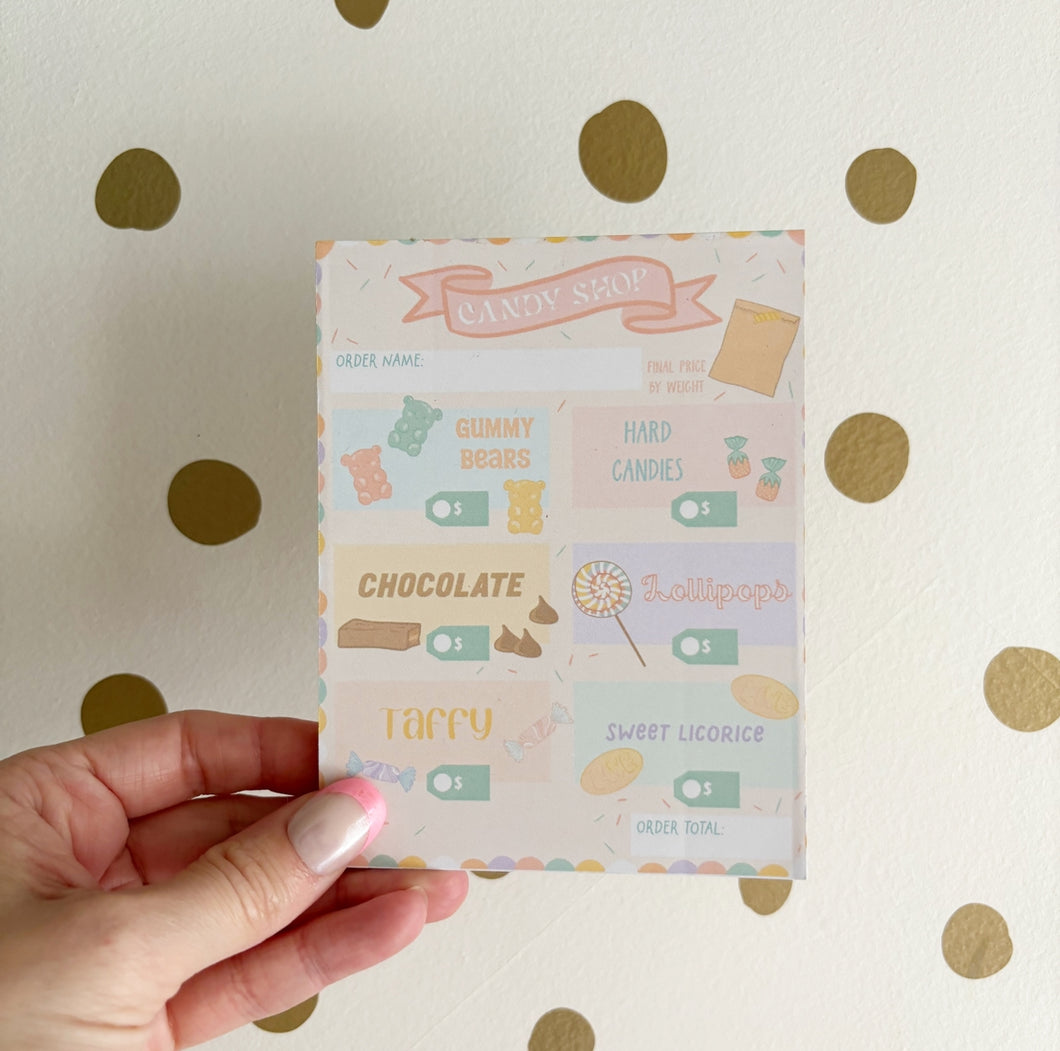 4x5 Candy Shop Imaginative Play Notepad