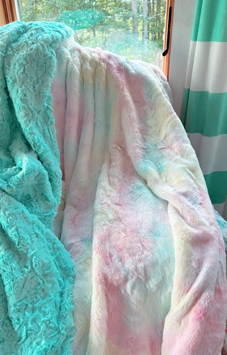 Adult pastel rainbow snuggle blanket