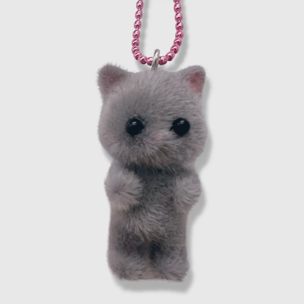 Flocked Kitten Necklace