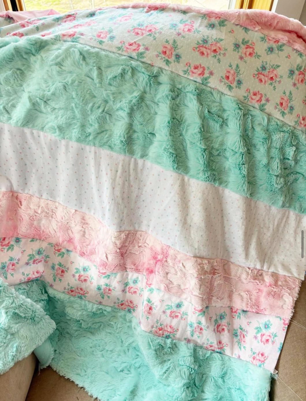 Small floral stripey blanket