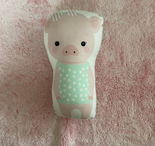 Pig with bow small pillow