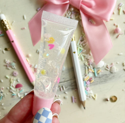 Heart Flower Confetti Tube Lipgloss