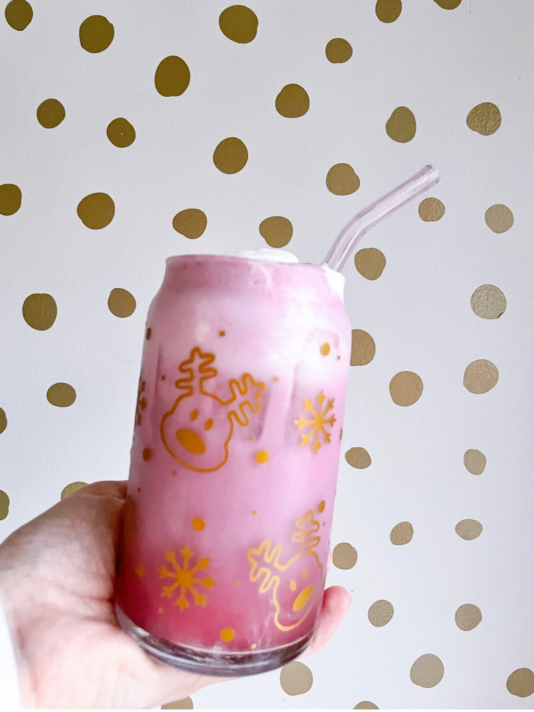 Gold Reindeer glass