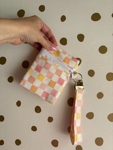 Retro Check Coin Purse with Wristlet
