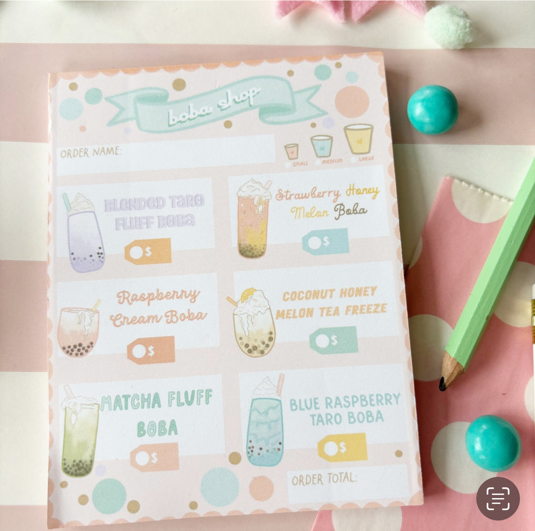 5.5x7 Boba Shop Imaginative Play Notepad