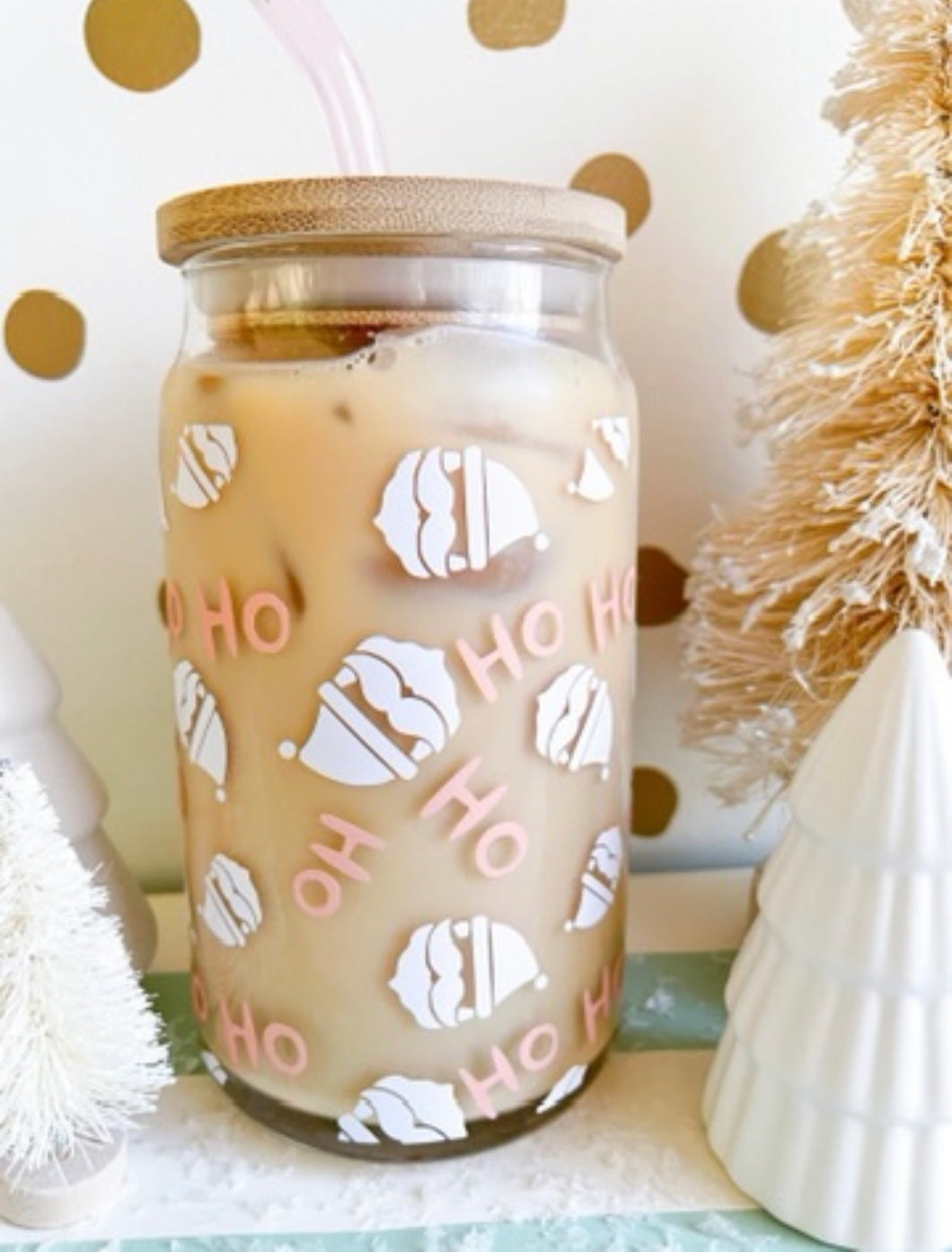 Ho ho ho Santa glass