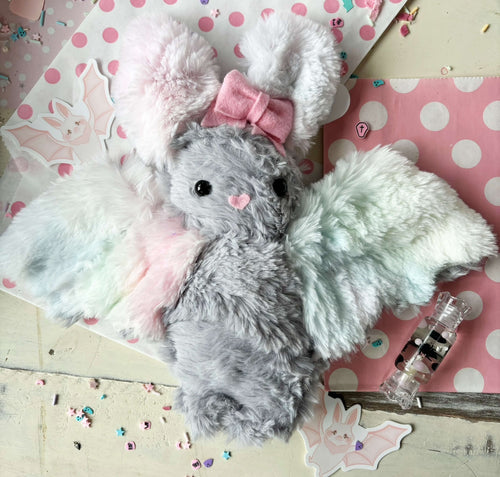 Grey baby bat plushie