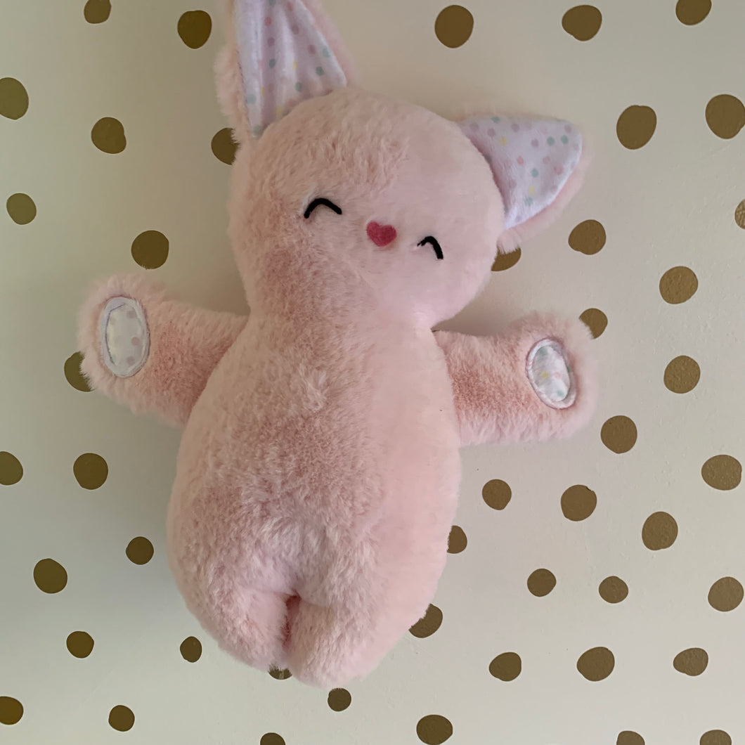 Large cat plushie light pink polka dot