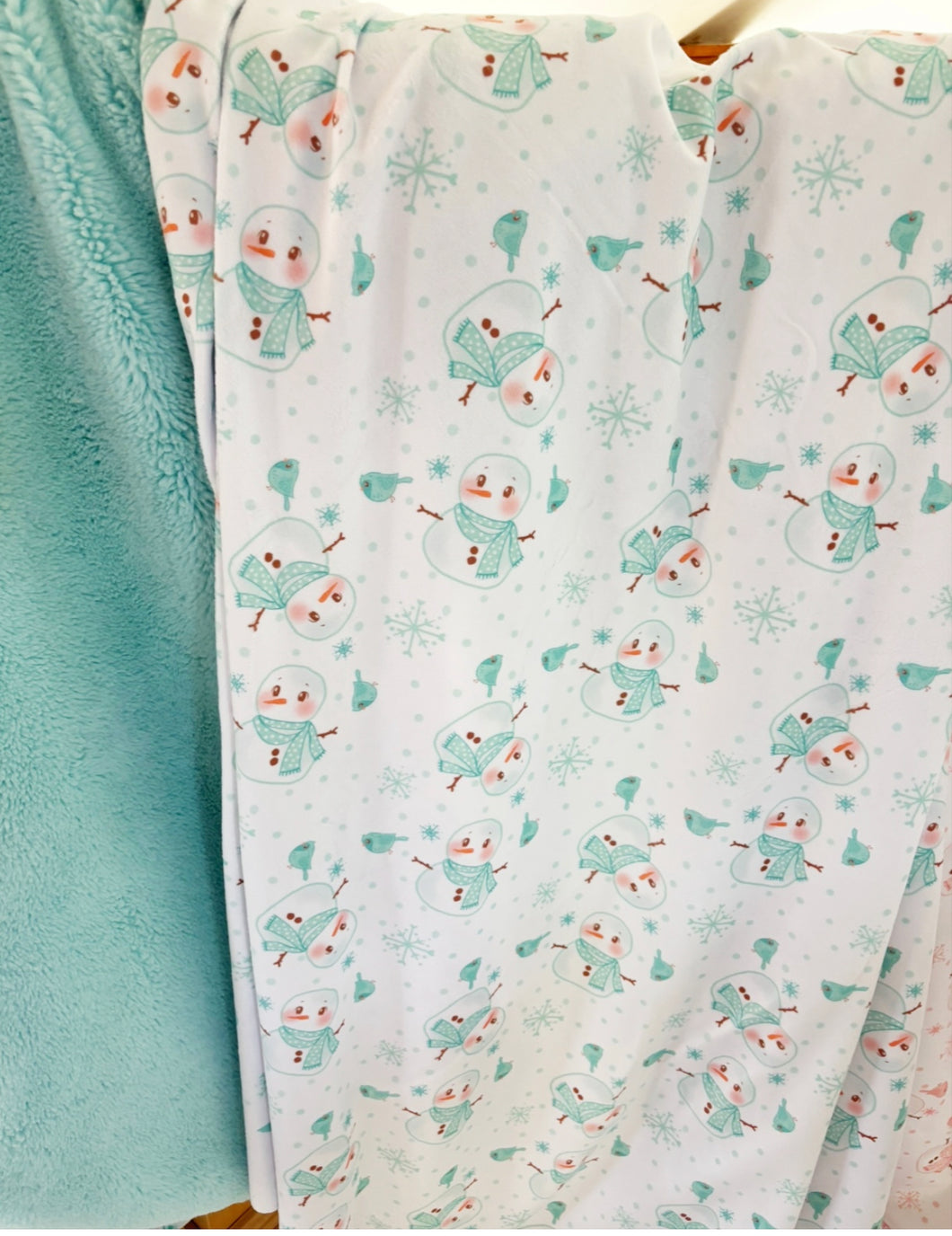 Mint Snowman Snuggle Blanket