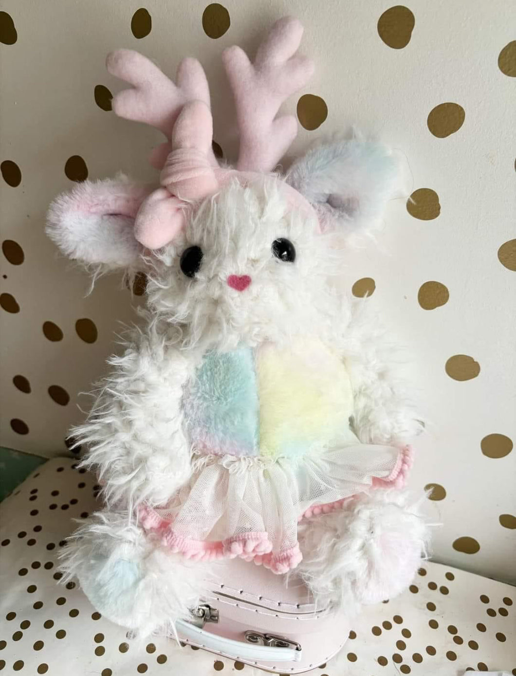 Preorder cream cuddle and rainbow reindeer plushie