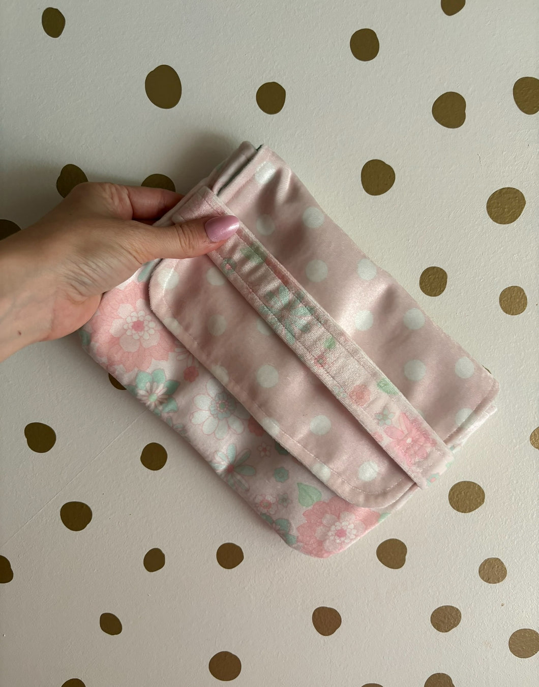 Pink Floral and Dot Clutch