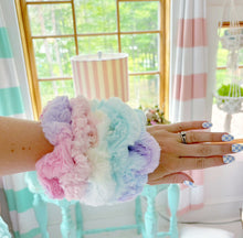 Load image into Gallery viewer, Pastel rainbow fur scrunchie set