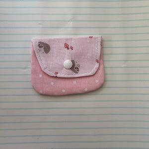 Hedge hog/pink polka dot coin purse