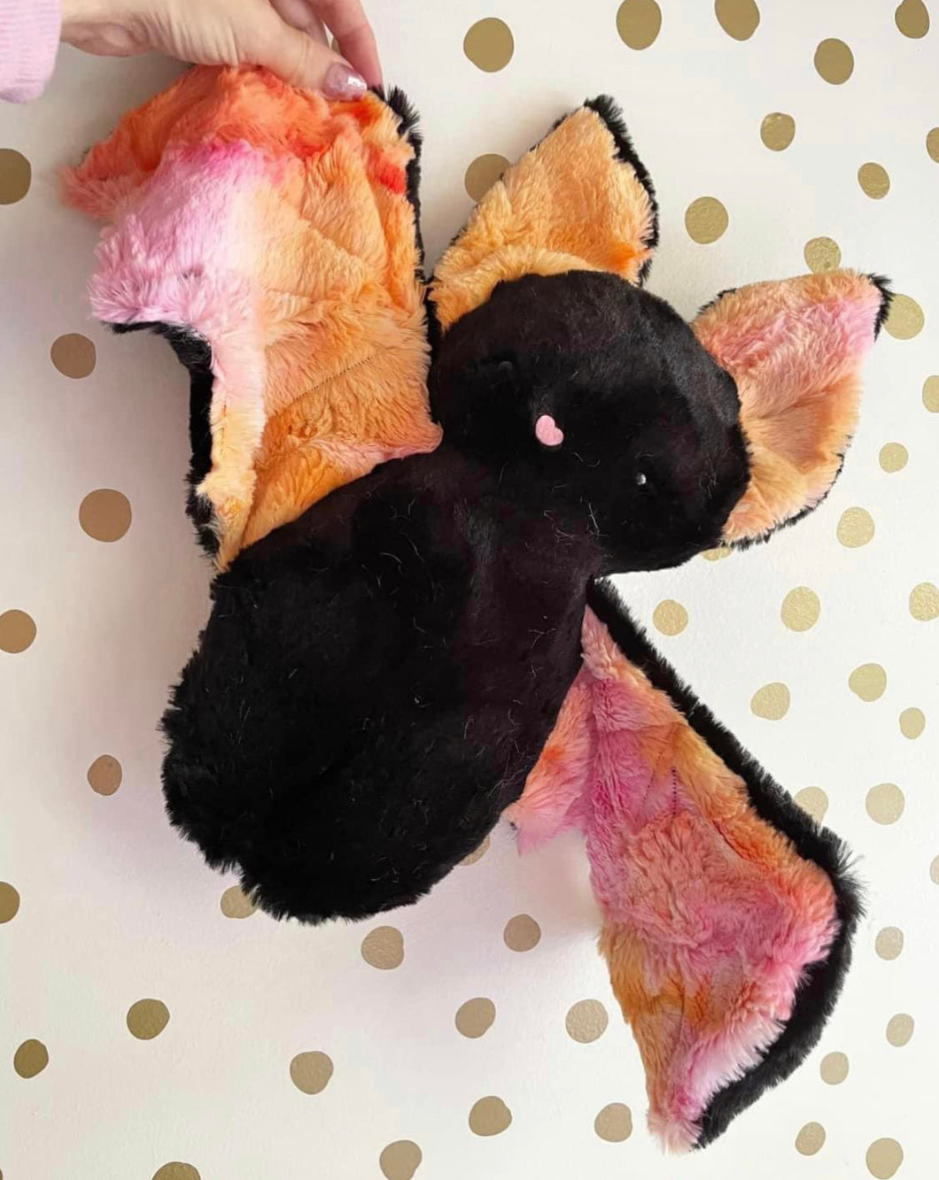 Large black plushie bat