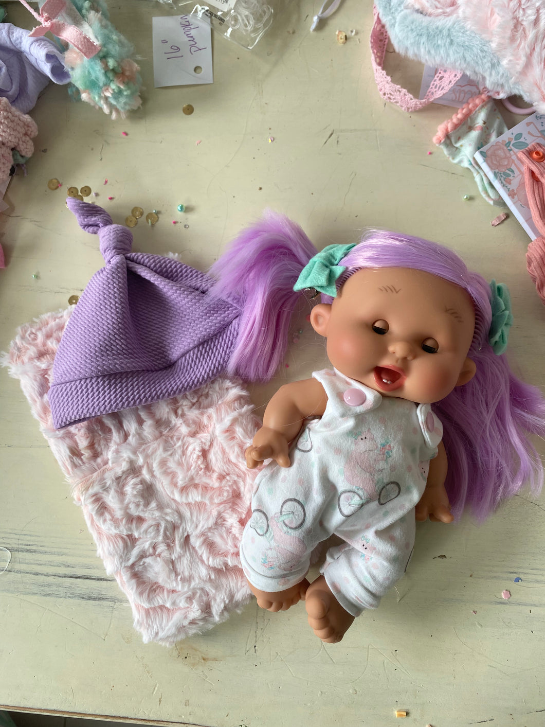 10” purple hair Dolly set