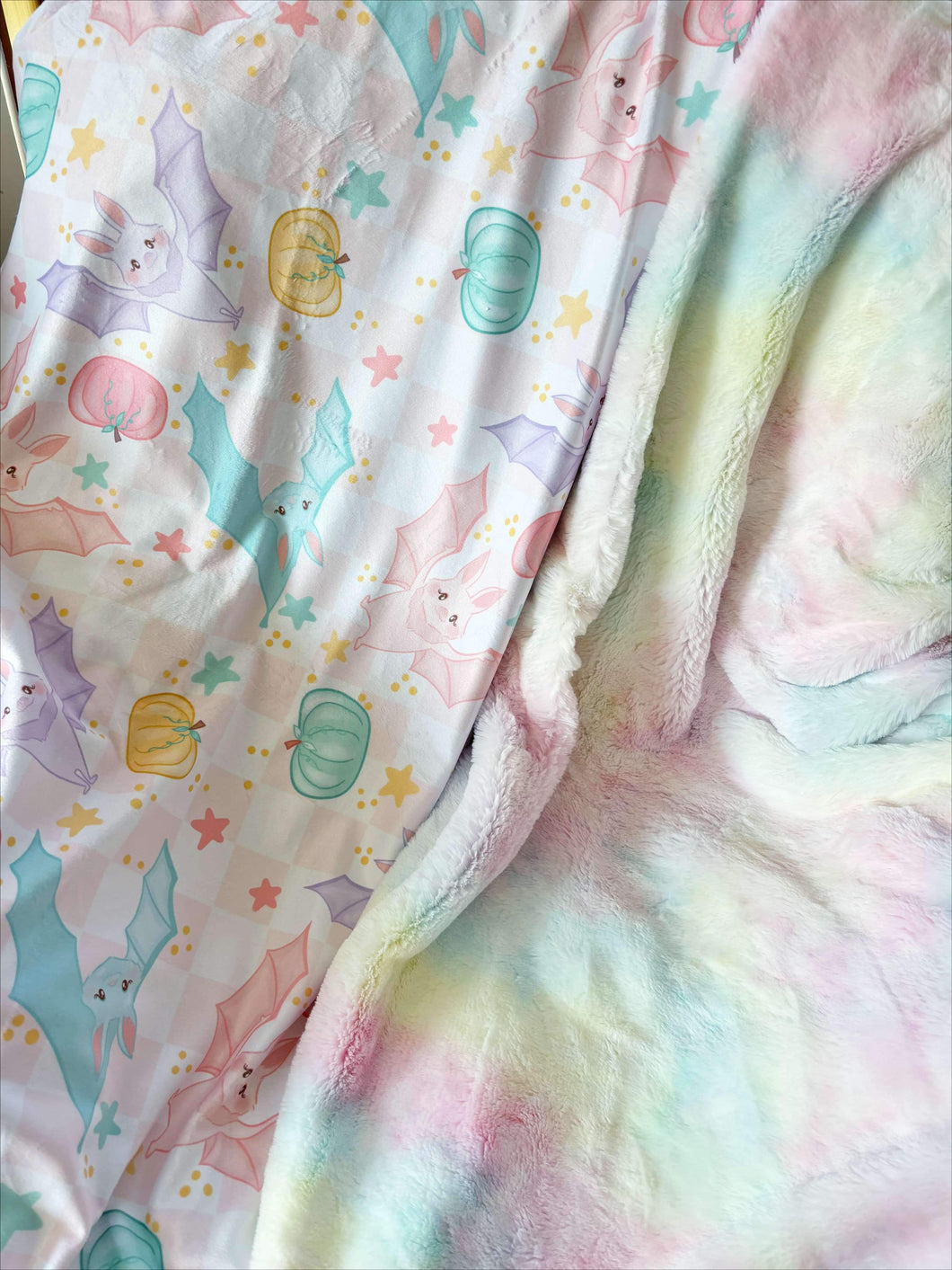Adult Pastel Rainbow Bat Snuggle Blanket