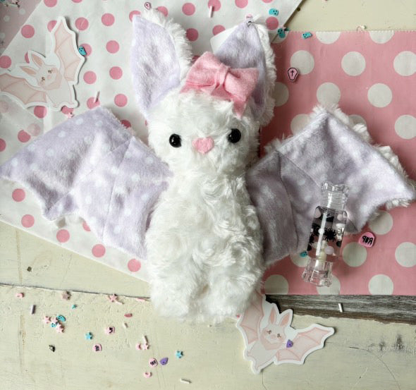 White baby bat plushie