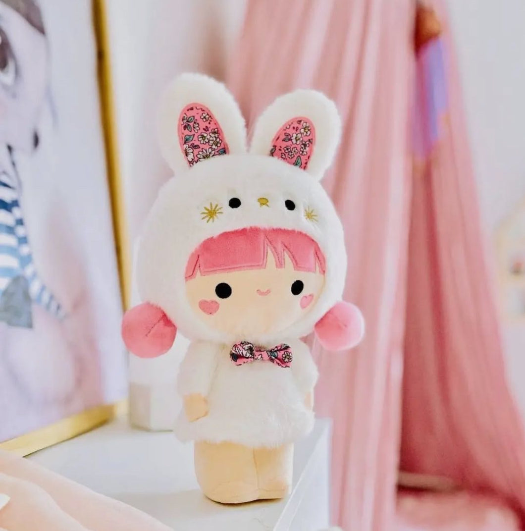 White plush bunny doll
